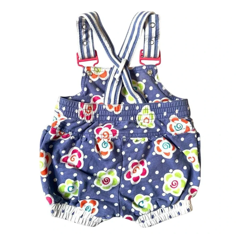 Vintage Gymboree Rainbow Tag Newborn Baby Girls Floral Polka Dot Romper Overalls